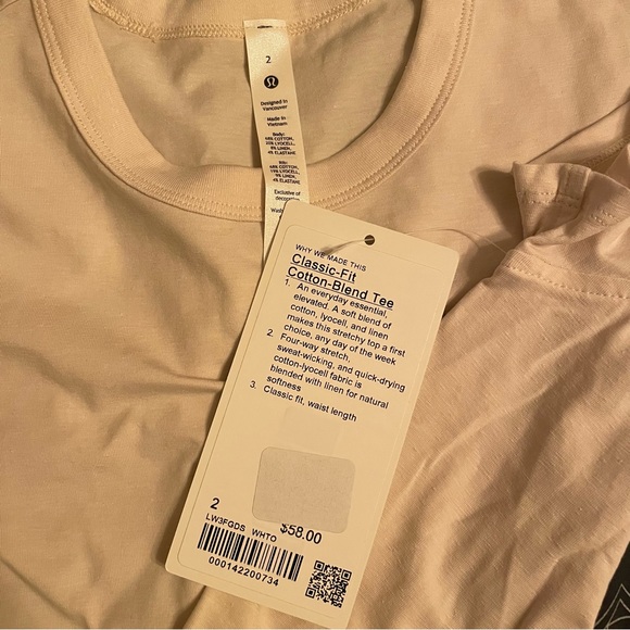 Lululemon classic-fit cotton-blend tee in white opal, size 2, NWT - Picture 4 of 5
